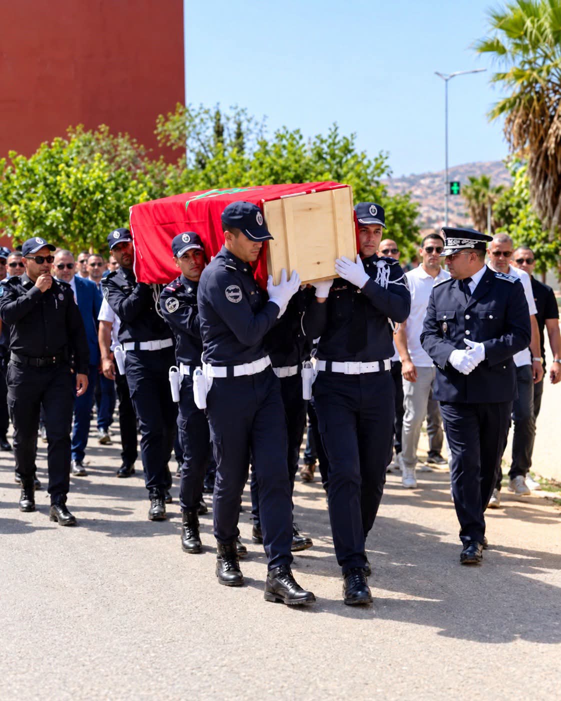 جنازة مهيبة بالقصر الكبير لتشييع جثمان شهيد الواجب الوطني حارس الأمن حمزة الزعام الى مثواه الأخير